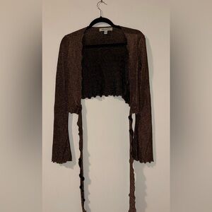 Urban Outfitters brown sparkly tie shirt; Size: Small